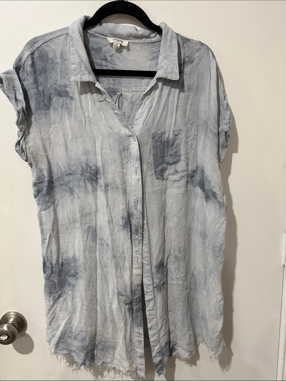 Ingredients Light Blue Tie-Dye Button Front Shirt